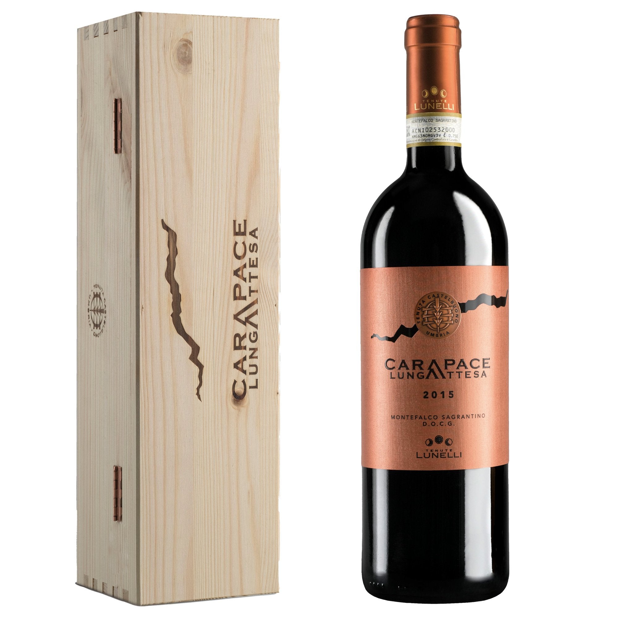 Montefalco Sagrantino DOCG "Carapace Lunga Attesa" 2018 - Tenuta Castelbuono, Tenute Lunelli (cassetta di legno)