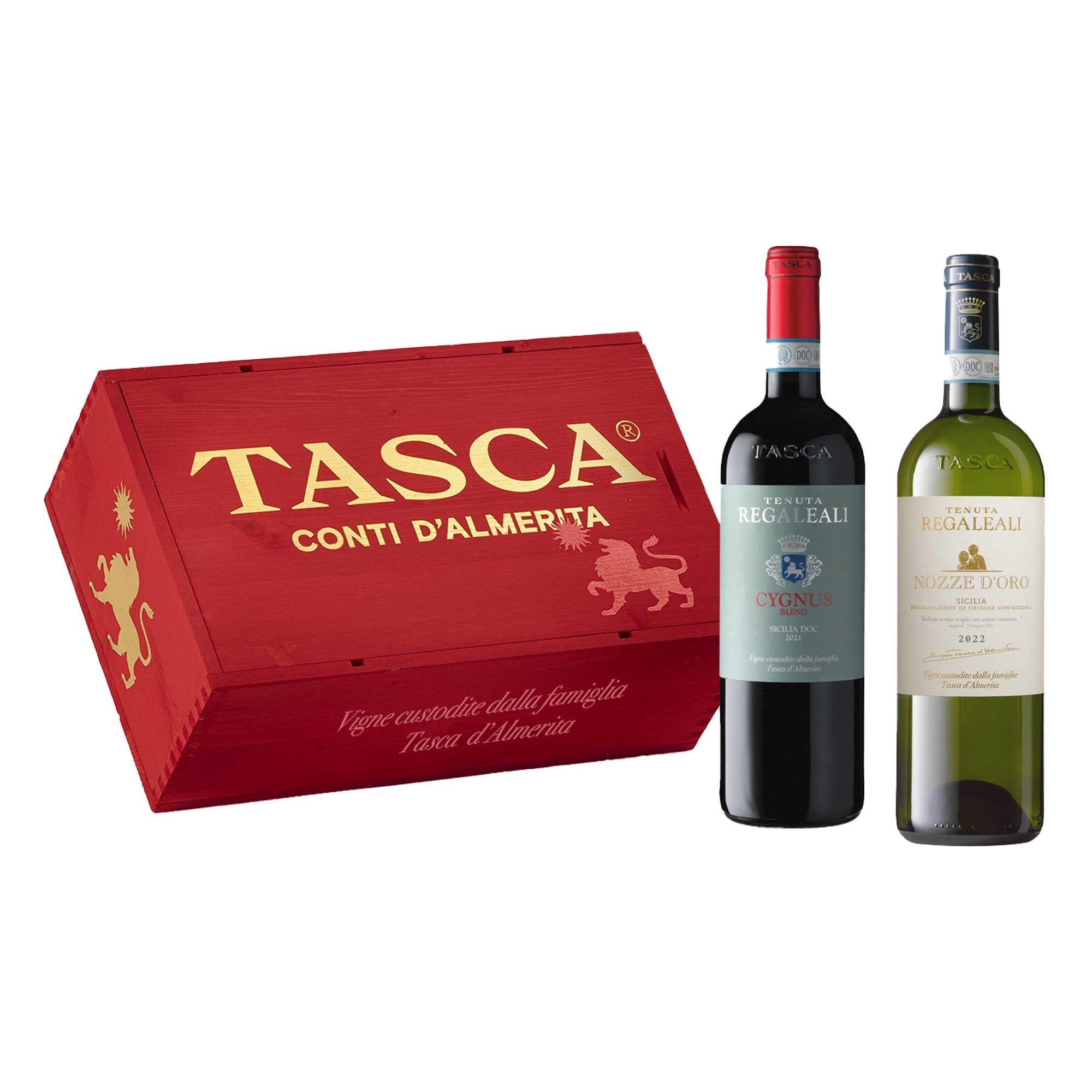 Sicilia DOC  “Cygnus” 2021 + Sicilia DOC “Nozze d’Oro” 2022 (Cassa Legno)
